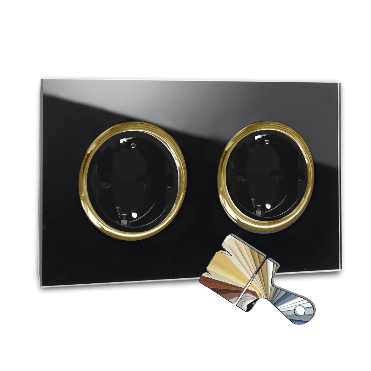 Steckdose Farrow Ball Farbe Glas-Optik Set Gold 2-fach