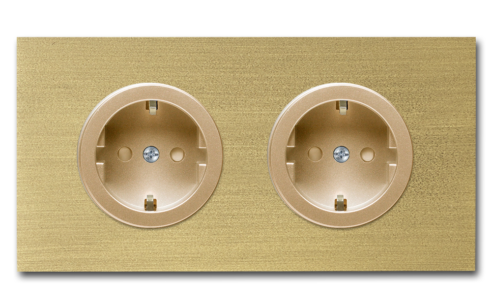 Steckdose Metall Old Gold vintage 2-fach. Square Series