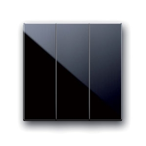 EIN/AUS/WECHSEL-Schalter-Einsatz mit Wippe breit 3-fach. In Schwarz glänzend