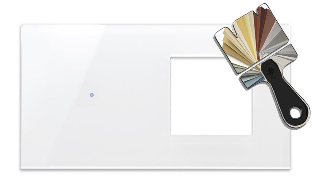 Touch-Blende NOVA - Glas-Optik 1-fach mit Ausschnitt waagerecht in Farrow & Ball-Farbe.