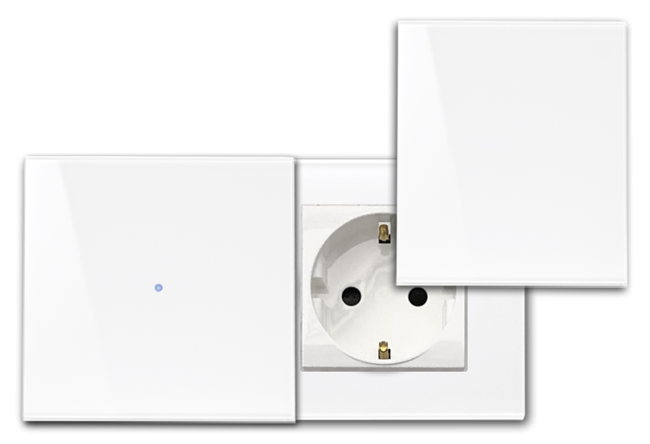 Touchschalter-Steckdosen-Kombination. 230V Glas-Optik. NOVA