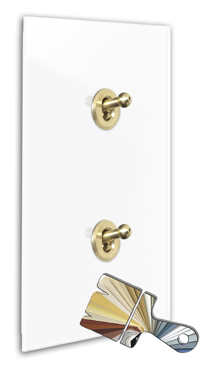 Retro-Lichtschalter Farrow Ball doppelt Glas-Optik Goldhebel