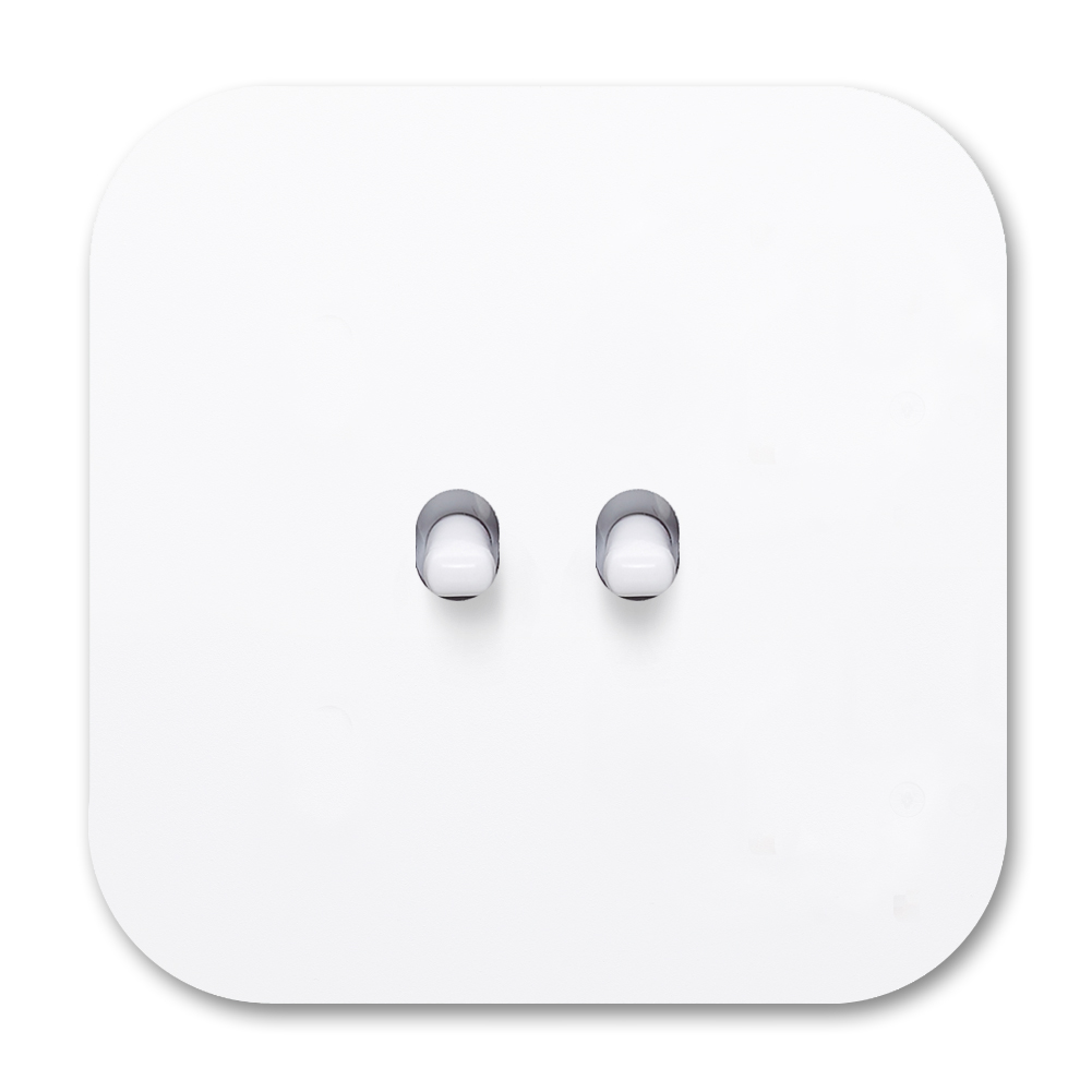 Kipphebel-Lichtschalter Metall matt weiß 2-fach. Cube Series