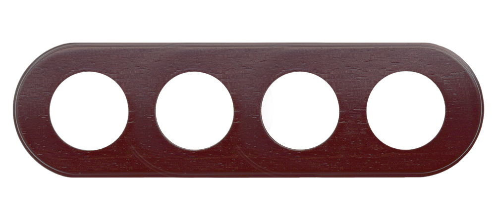 Holz-Rahmen ARREDA 4-fach rund. In Nußbaum Holz. GI Gambarelli